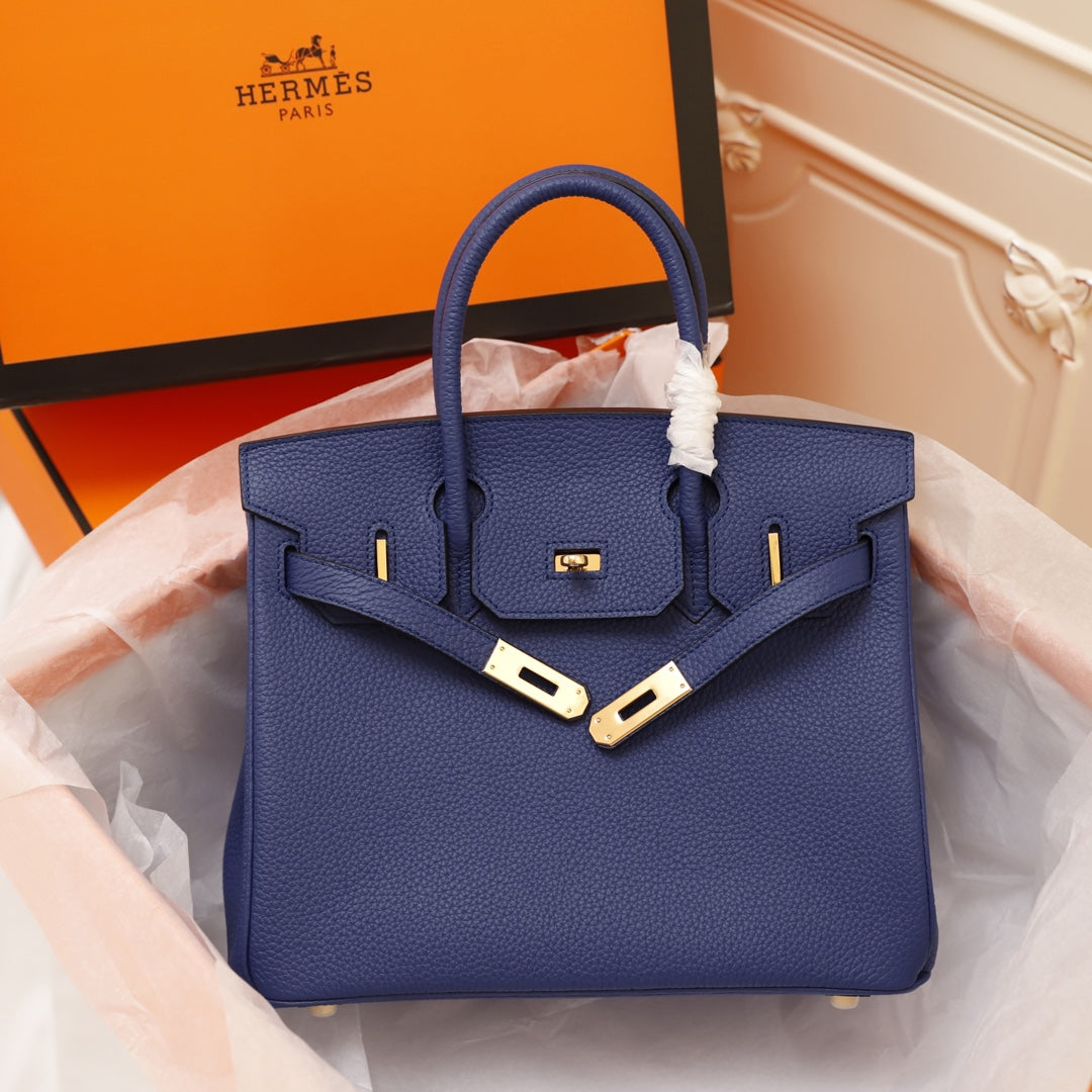 Hermes Birkin Bag 30 Navy Togo Gold Hardware