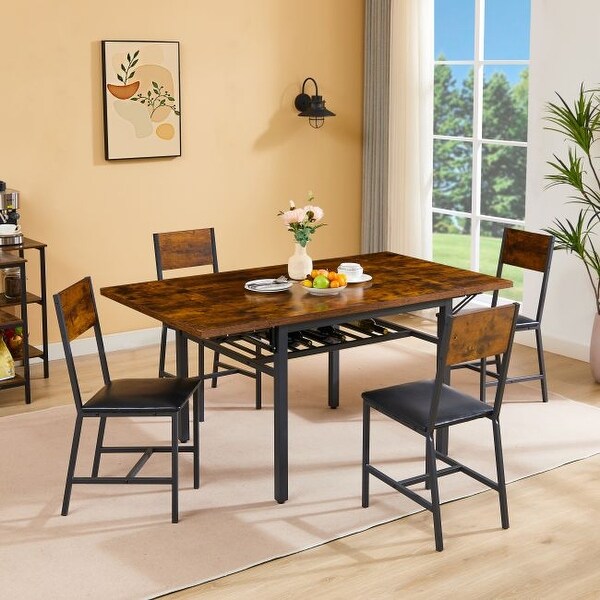Mieres Folding Dining Table,Modern Kitchen Folding Table with Drop Leaf Bar Table Wine Rack,1.2Inch Thick Table Top