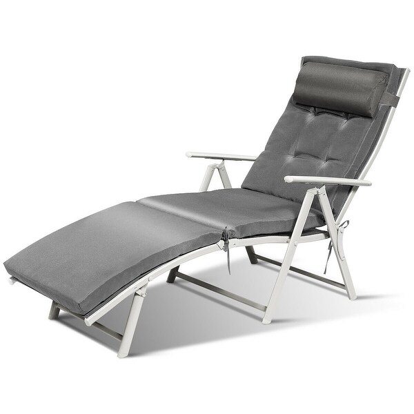 Costway 2PC Folding Chaise Lounge Chair with Cushion