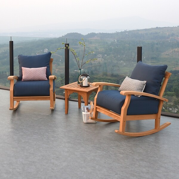 Leon 3piece Teak Patio Chat Set with Cushion by Havenside Home