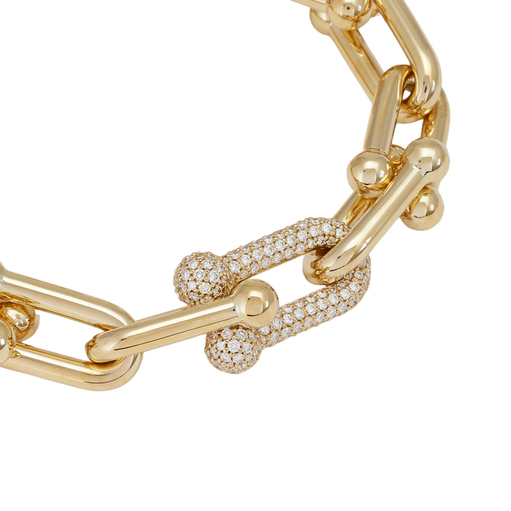 Tiffany & Co. Hardware Link Bracelet 18K Yellow Gold Diamond 70353229