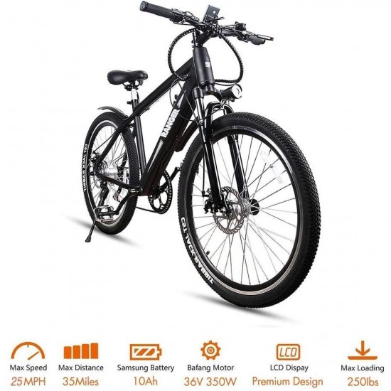 Electric Bicycle Mountain Electric Bike 6 Speed Gear with Battery LCD Display and Charger