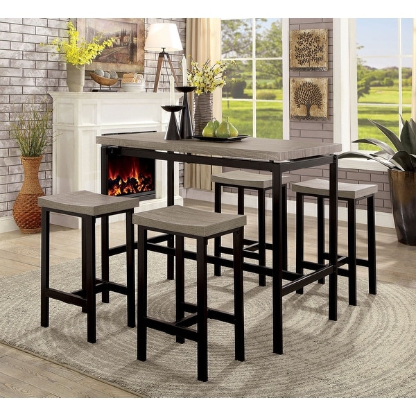 Contemporary Bar Table and Kitchen Table Set �C Pub Table and Chairs with Seating