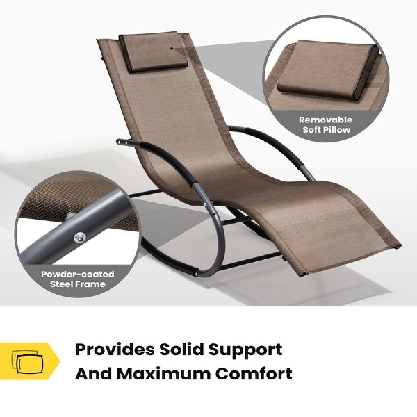 Pellebant Chaise Patio Rocking Chair with Pillow