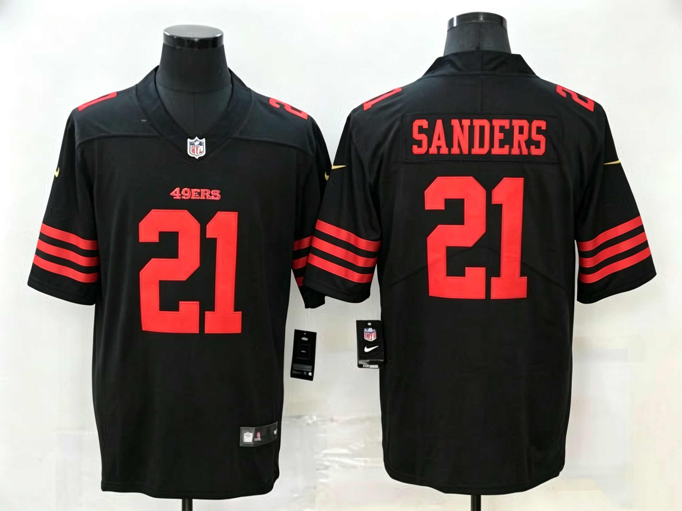 Men's San Francisco 49ers Deion Sanders #21 Black Game Jersey
