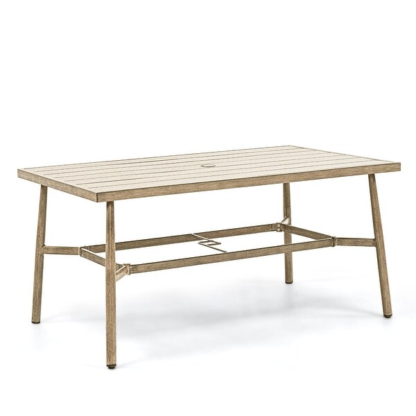 SleekLine Outdoor Aluminum Dining Table with Umbrella Hole