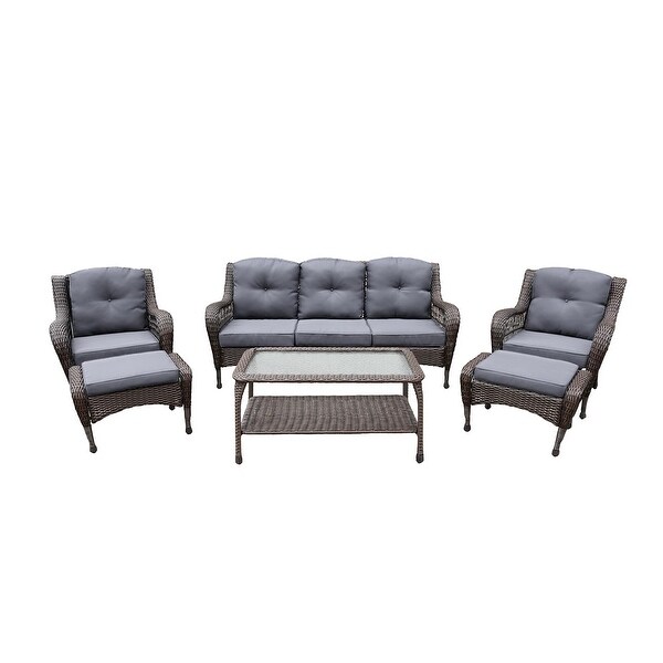6piece Resin Wicker Patio Furniture Conversation Set with High Back