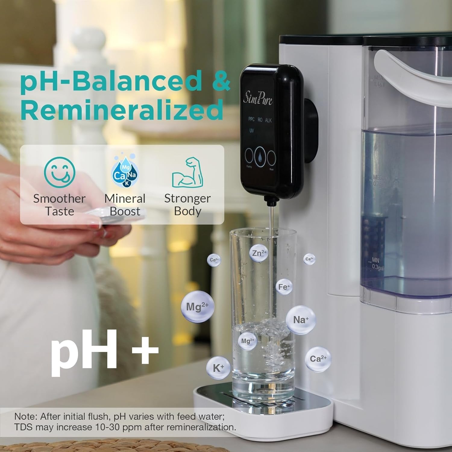 UV Countertop Reverse Osmosis Water Filter, Alkaline Remineralization 300 GPD 6 Stage Purification, RO Water Filtration System, Super Fast Filtering Portable Water Purifier