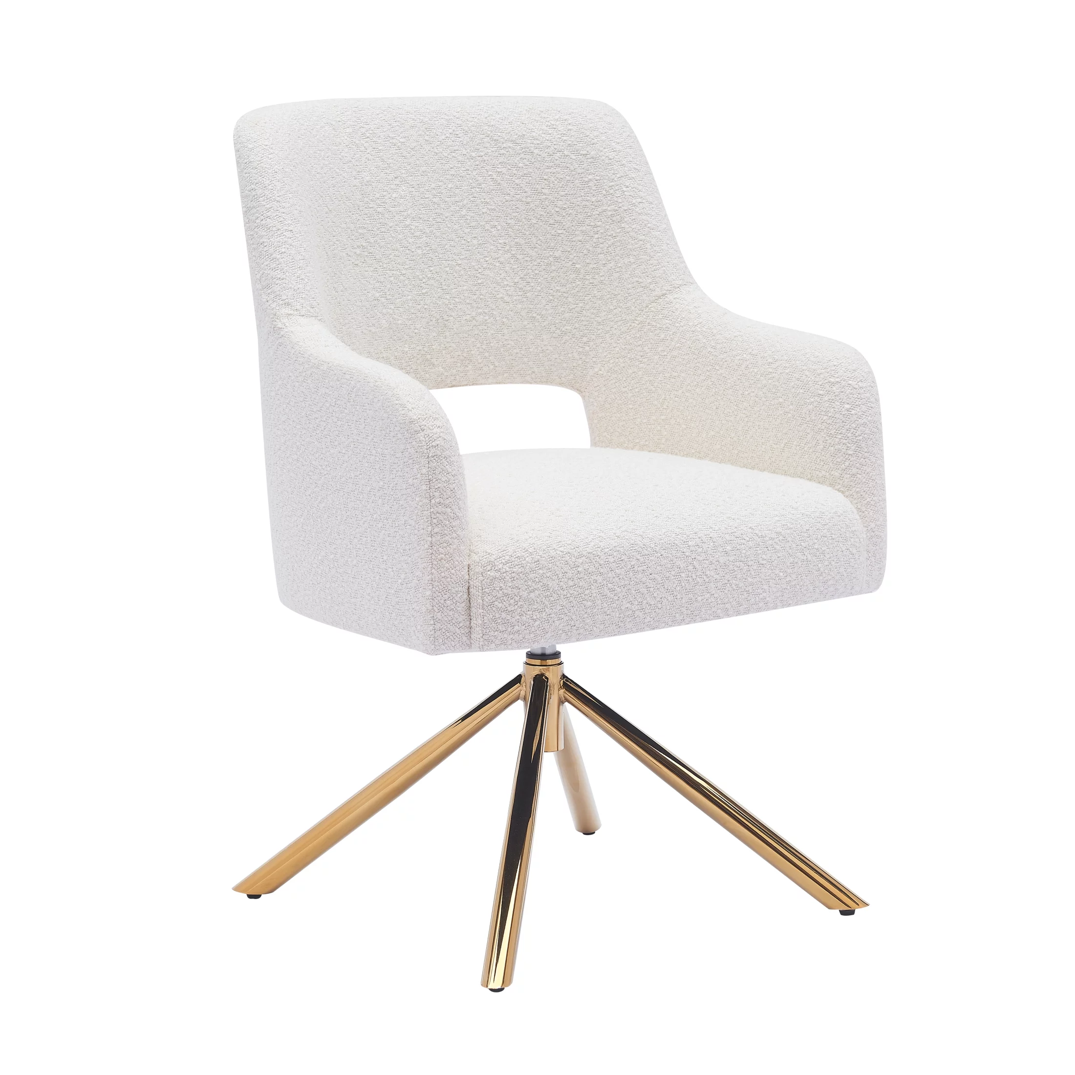 Mid-Century Modern Water and Stain Resistant Boucle Fabric Upholstered Swivel Accent Chair, Cream