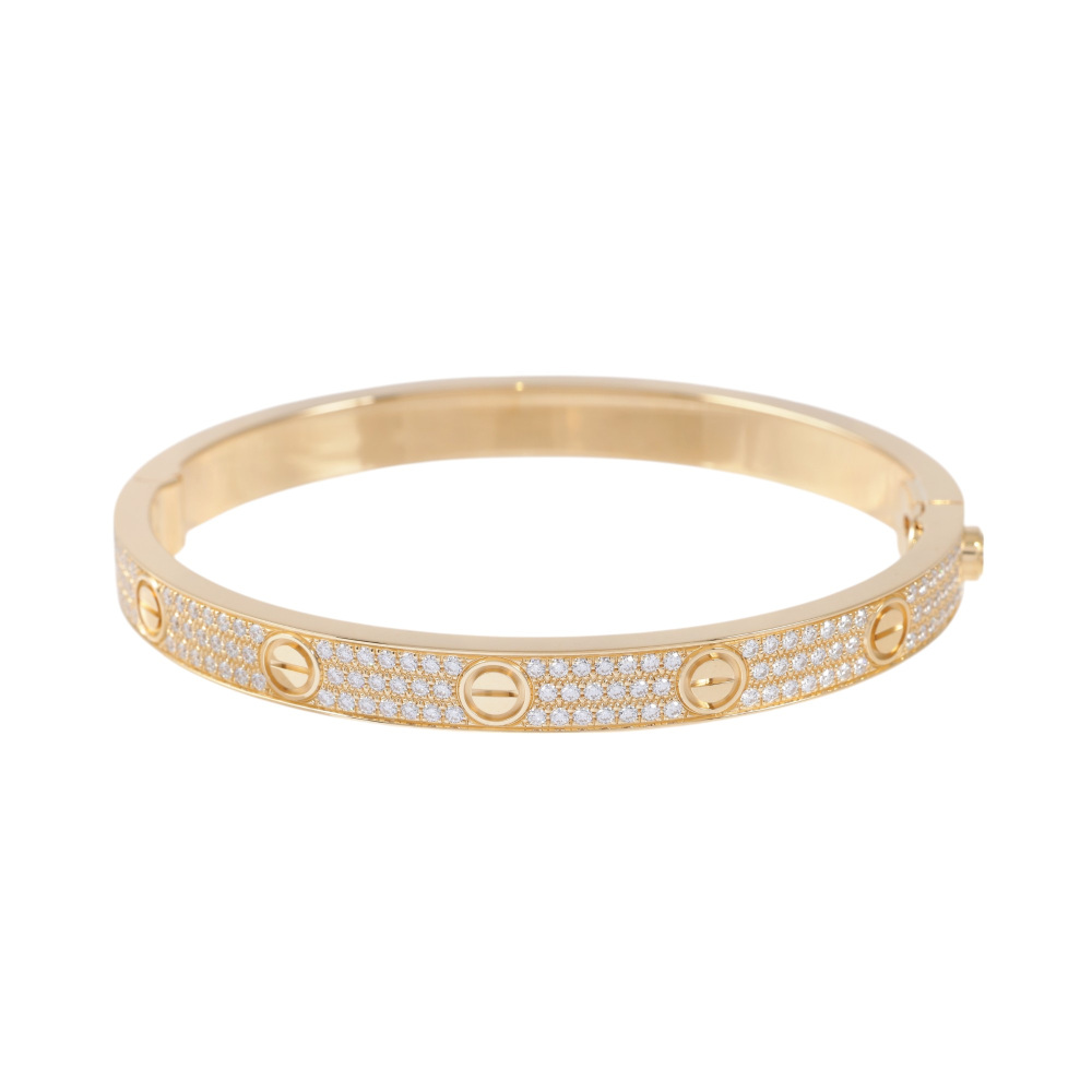 Cartier Love Classic Model Pave Bracelet 18K Yellow Gold Diamond N6035000