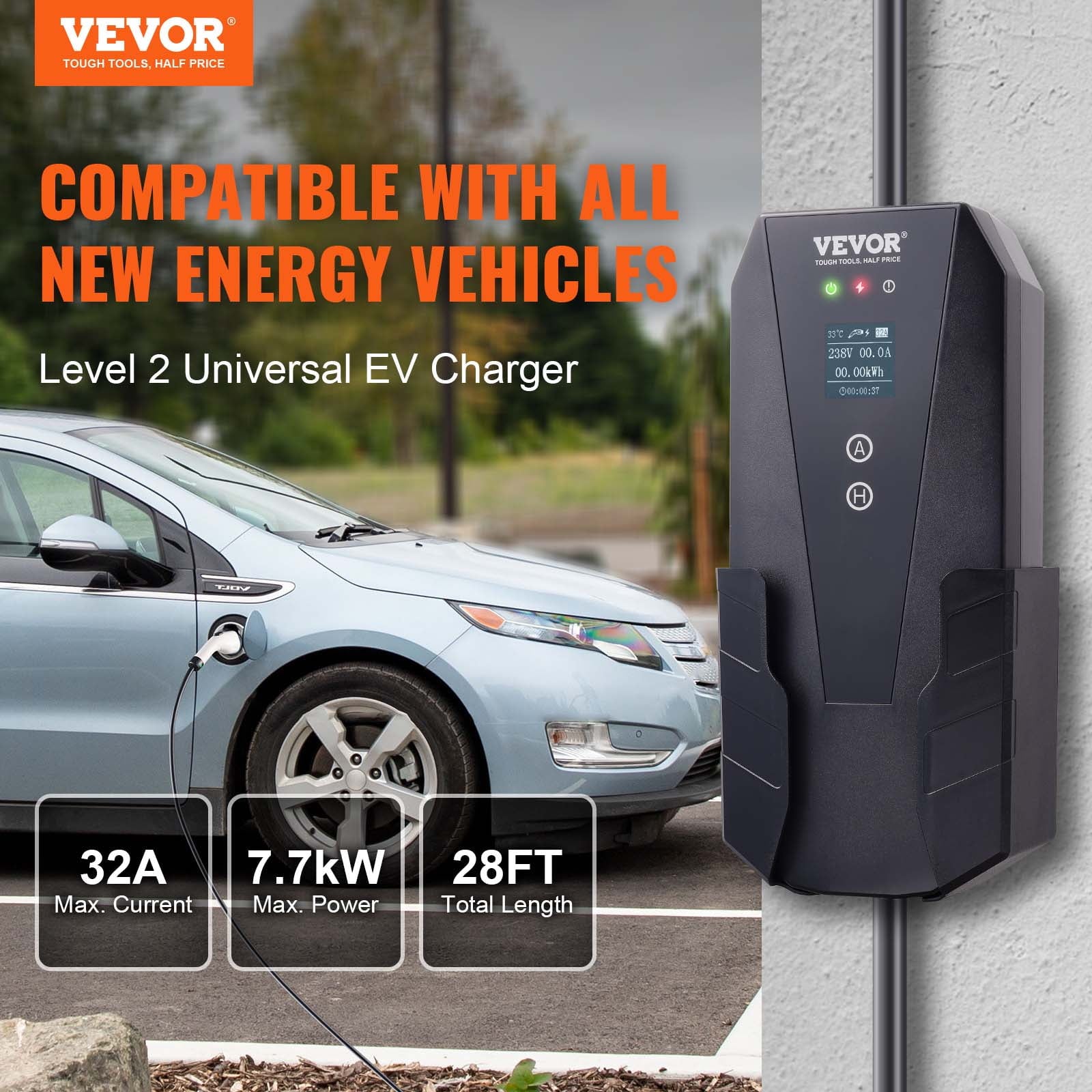 BENTISM Portable EV Charger (AC 240V 32 A) EV Car Charging Cable Level 2 NEMA 14-50P 28ft EV-B06-US007B