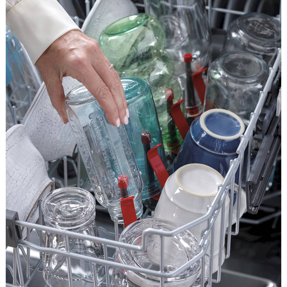 GE - Top Control Built-In Dishwasher with Stainless Steel Tub, 48dBA - Black