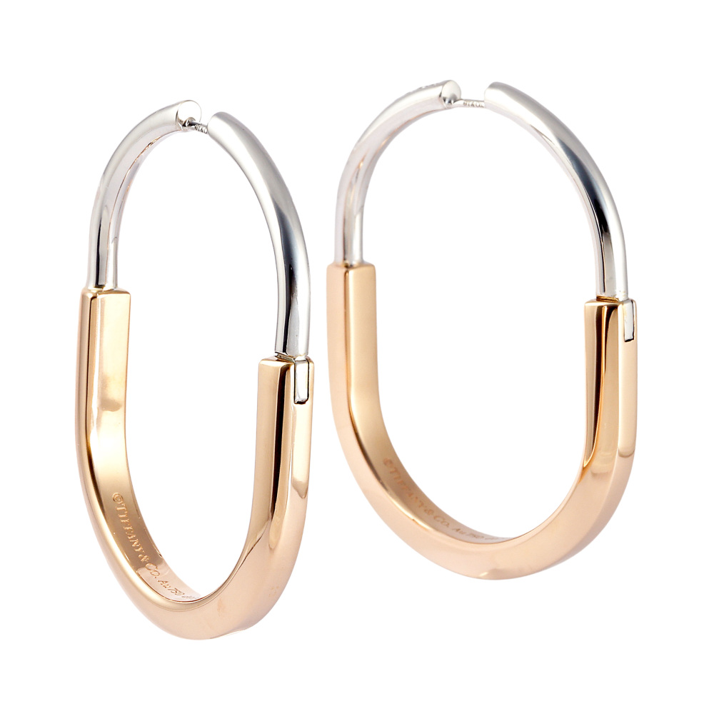 Tiffany & Co. Lock Xl Earrings 18K White Gold & 18K Rose Gold Diamond 70855201