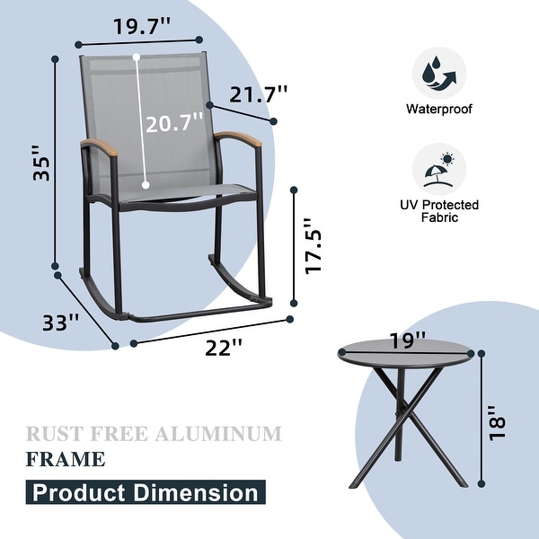 Futzca 3Piece Patio Bistro Sets,Two Chairs with Coffee Table