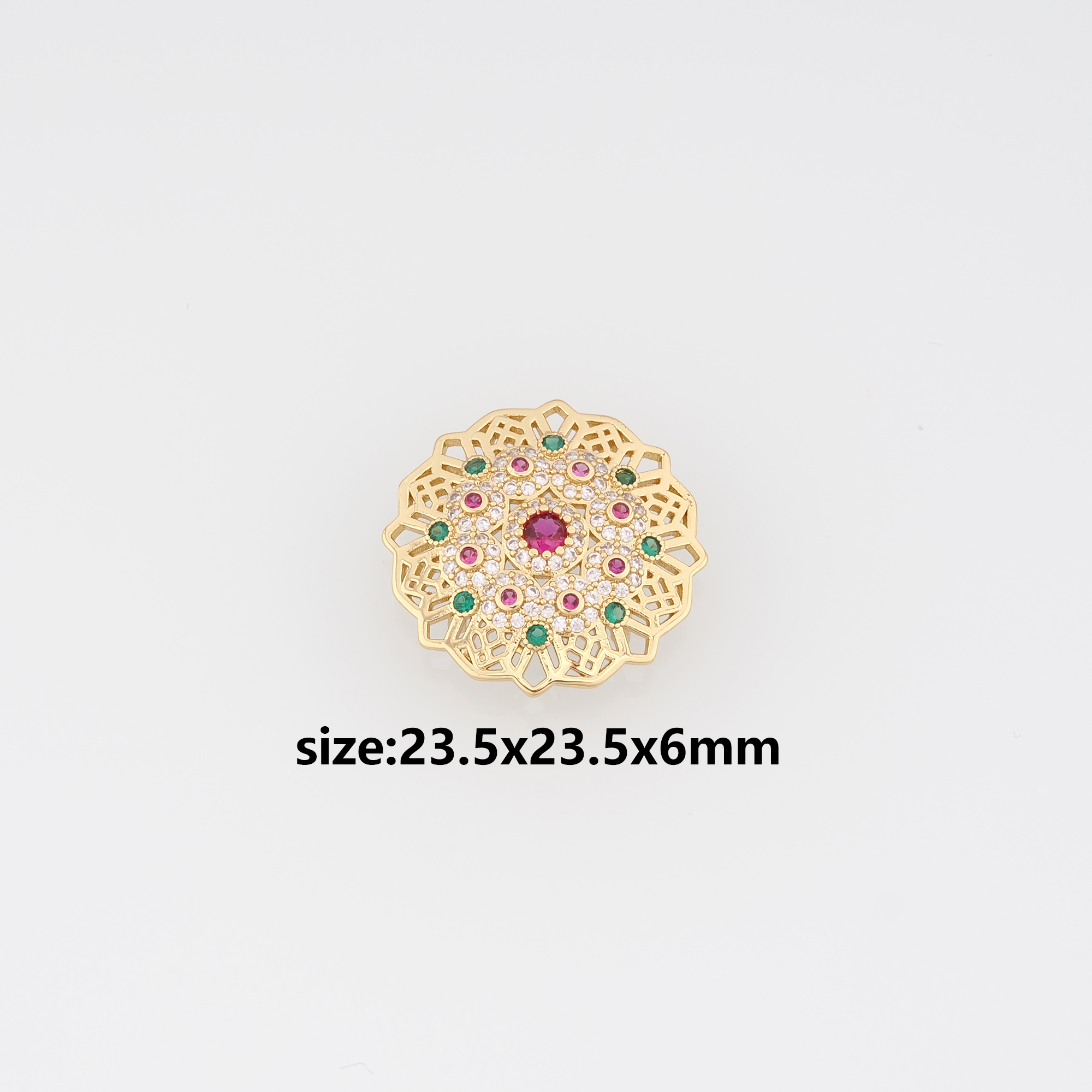 18K Gold Filled Flower Connector,CZ Micro Pave Floral Charm Necklace Bracelet for DIY Jewelry Making Supply