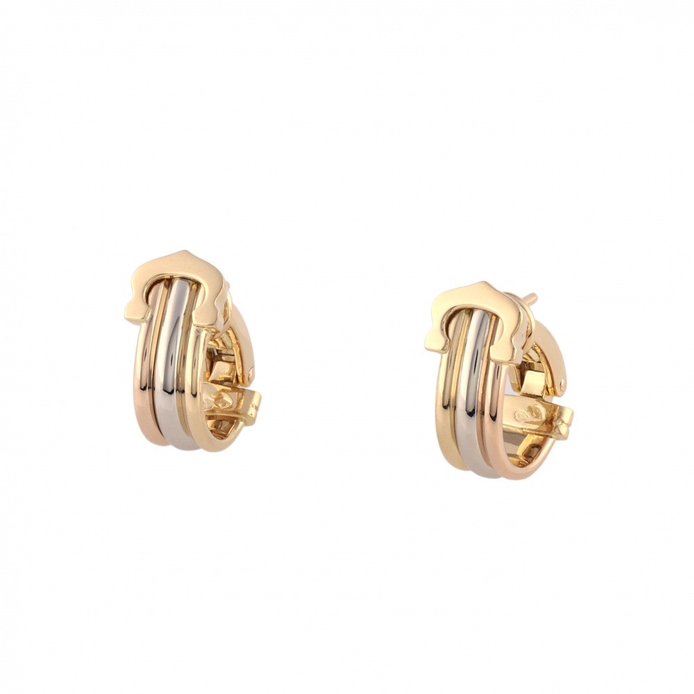 Cartier 2C Earrings Tri-Gold
