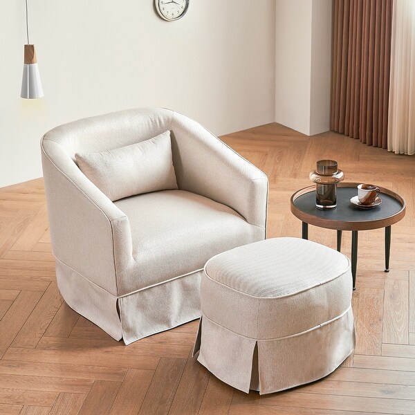 Swivel Barrel Chair With Ottoman,Swivel Accent Chairs Armchair for Living Room