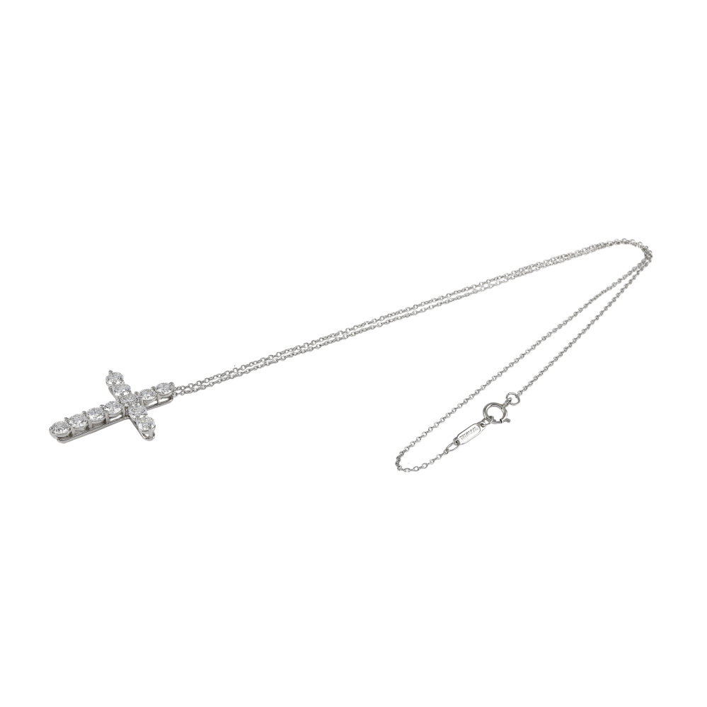 Tiffany & Co. Cross Necklace Platinum Diamond 60007430