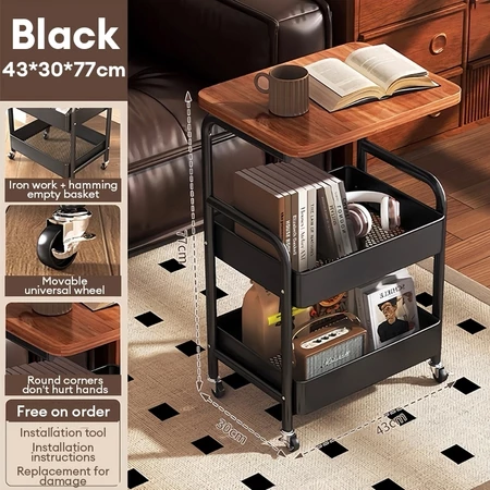 Trolley Shelves Household Movable Snack Trolleys Bedroom Table Kitchen Storage Rack With Wheels