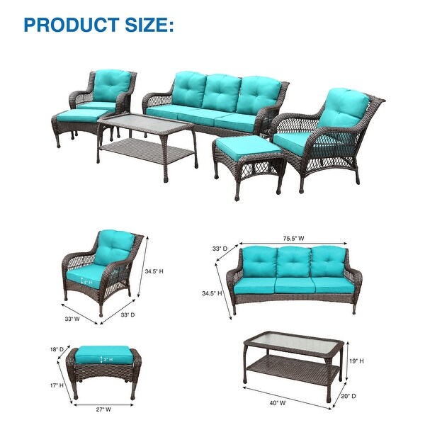 6piece Resin Wicker Patio Furniture Conversation Set with High Back