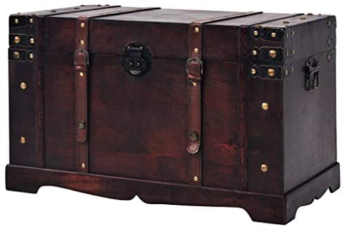 vidaXL Vintage Treasure Chest Wood Storage Trunk Organizer Box Side Stand