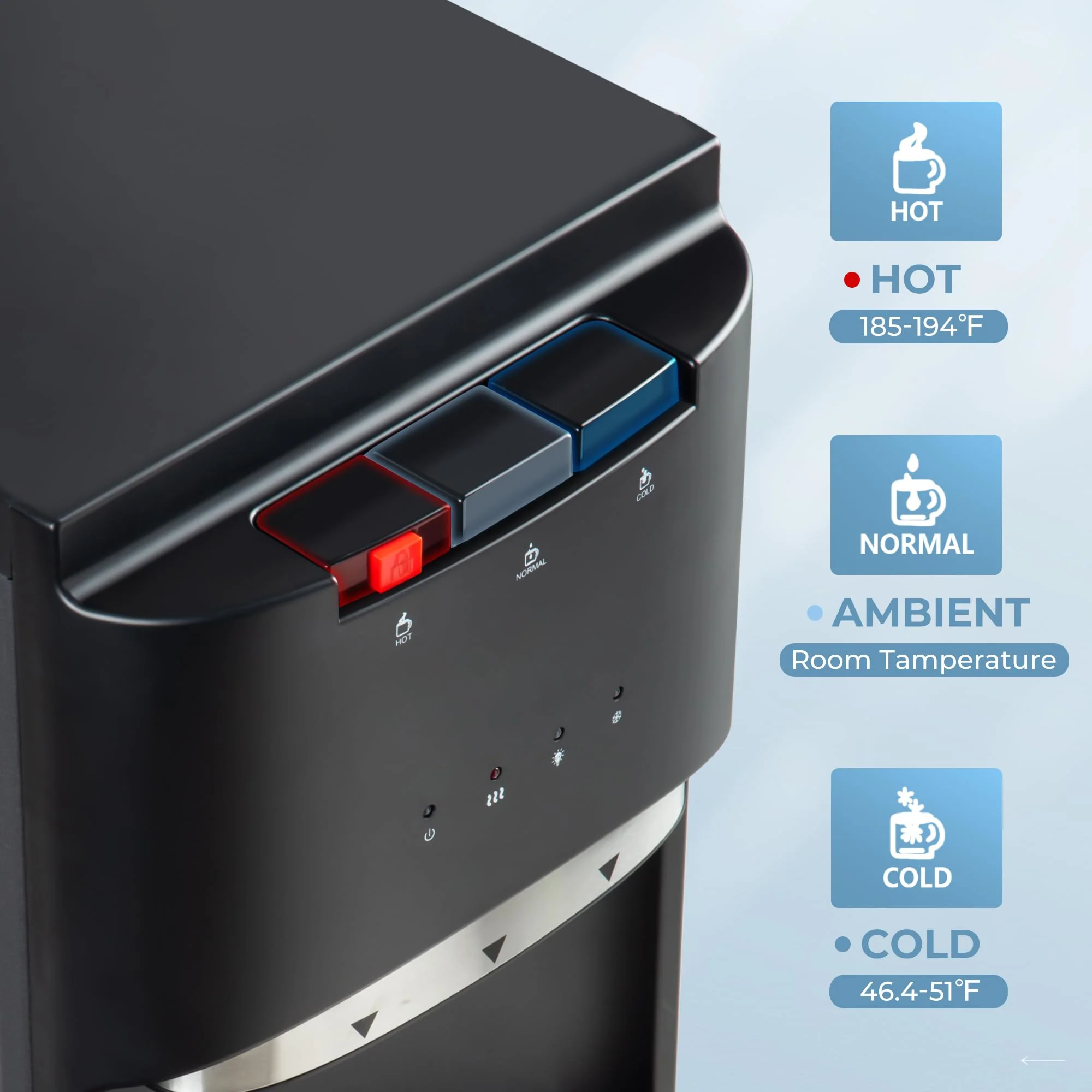Self Cleaning Bottom Loading Water Cooler Dispenser, with UV Lights Stainless Steel