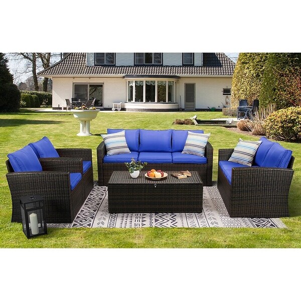 5piece Wicker Patio Conversation Furniture Set