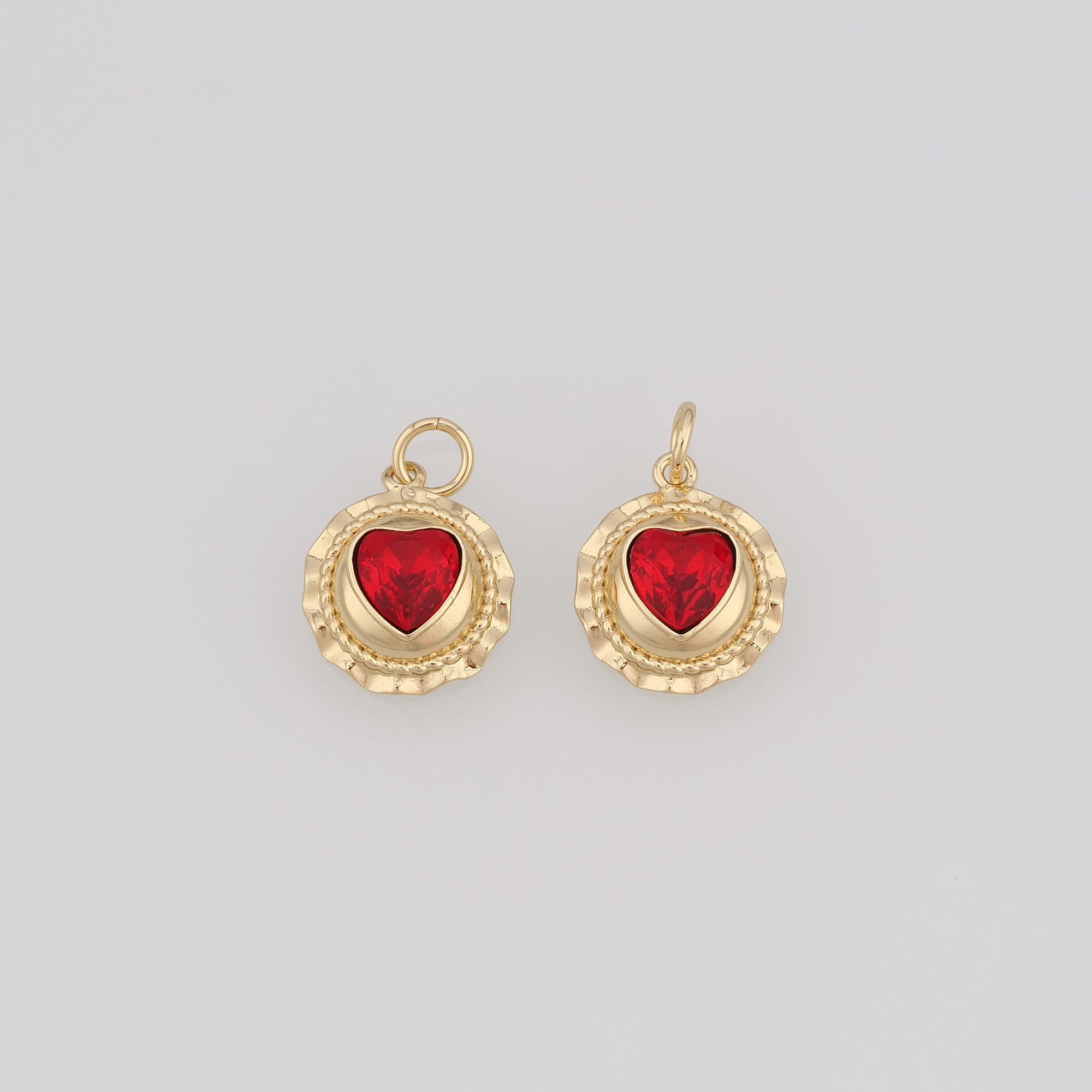 18K Gold Filled Heart Pendant,CZ Micro Pave Heart Charm Earrings Necklace for DIY Jewelry Making Supply