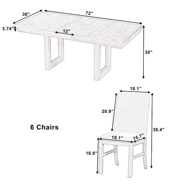 Extendable Dining Table Set,with Butterfly Leaf and6 Upholstered chair