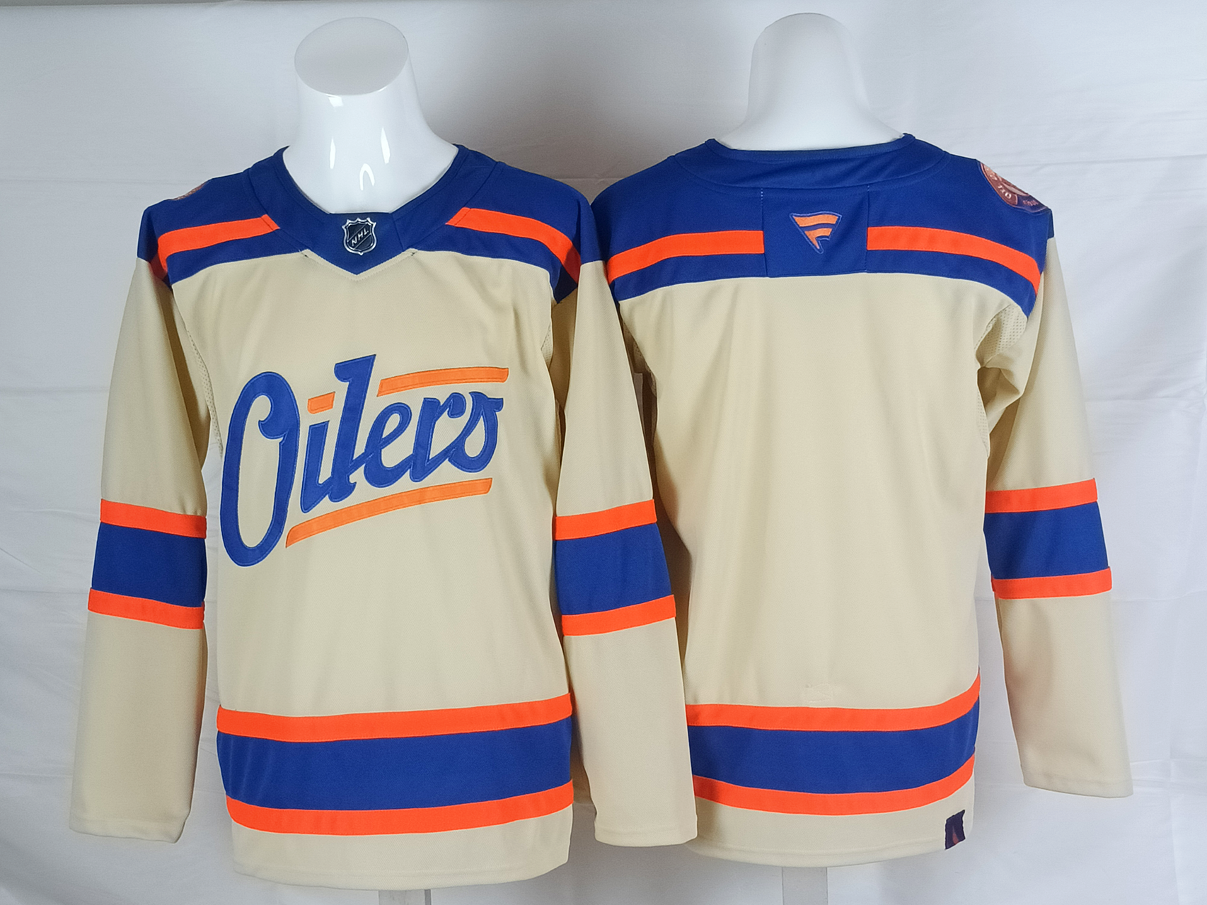 Men's Edmonton Oilers Fanatics Light Beige Alternate Premium Blank Jersey
