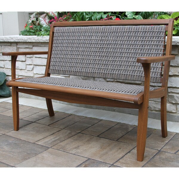 Eilaf Driftwood Grey Wicker and Eucalyptus Bench