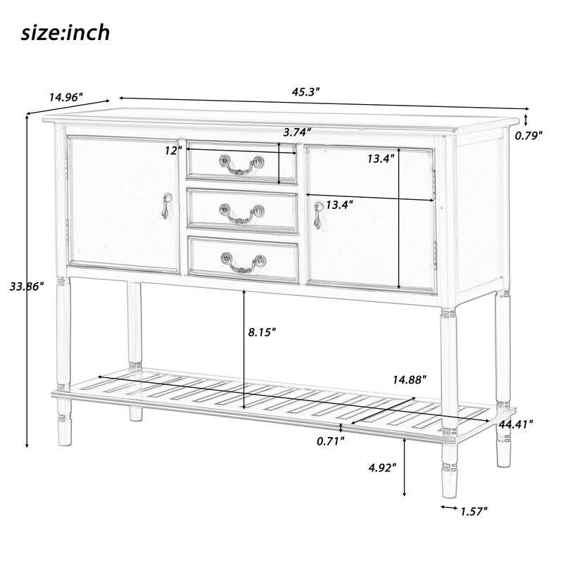 AOOLIVE 45x22 Modern Console Table Desk with 3 Drawers, Light Blue - MDF