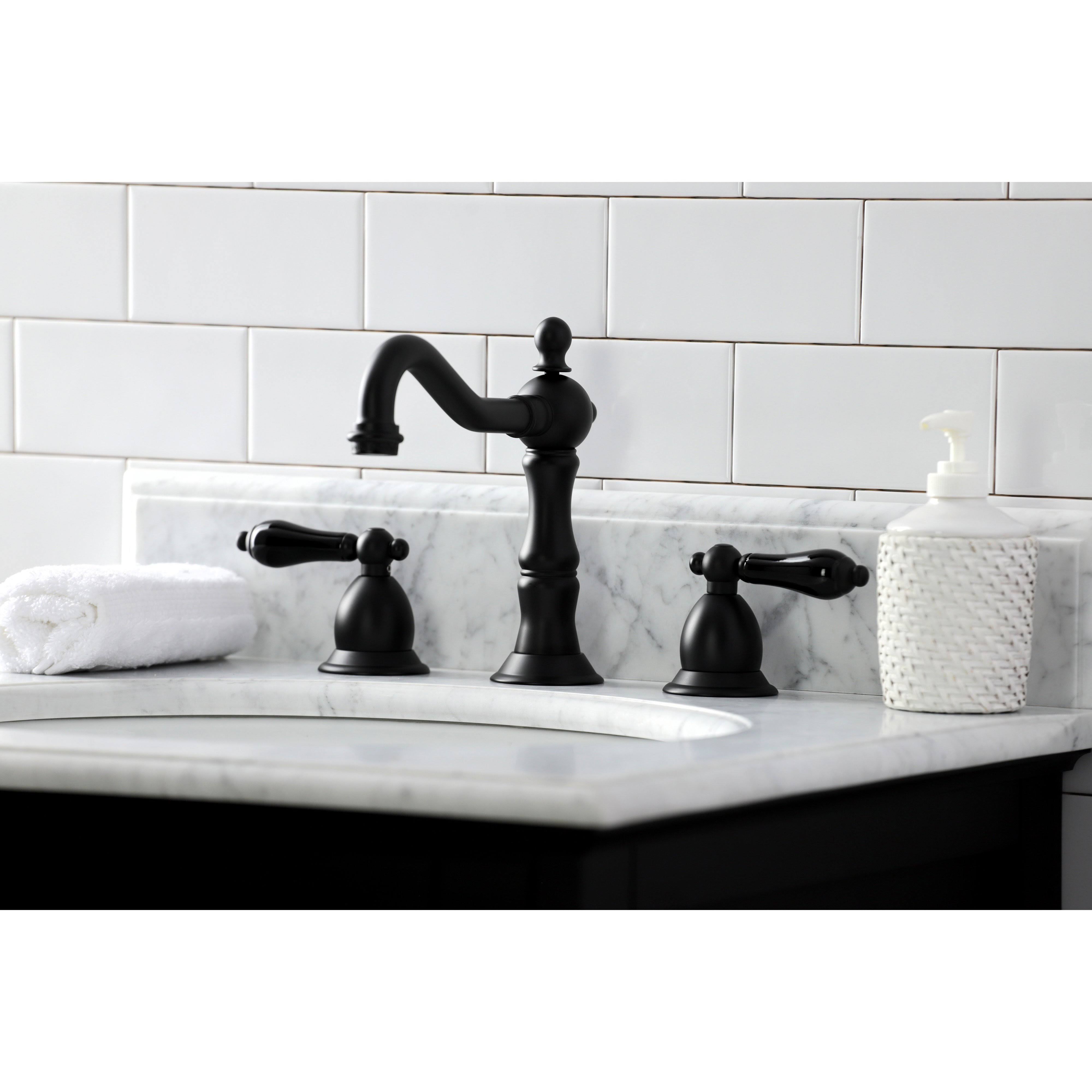 Kingston Brass KS1970PKL Duchess Widespread Bathroom Faucet with Brass Pop-Up Matte Black