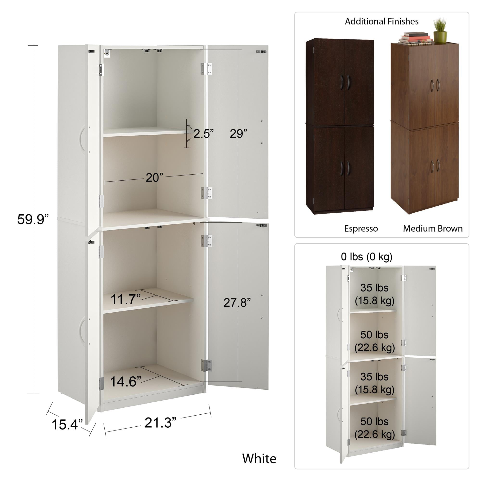 Mainstays 4-Door 5′ Storage Cabinet Stipple