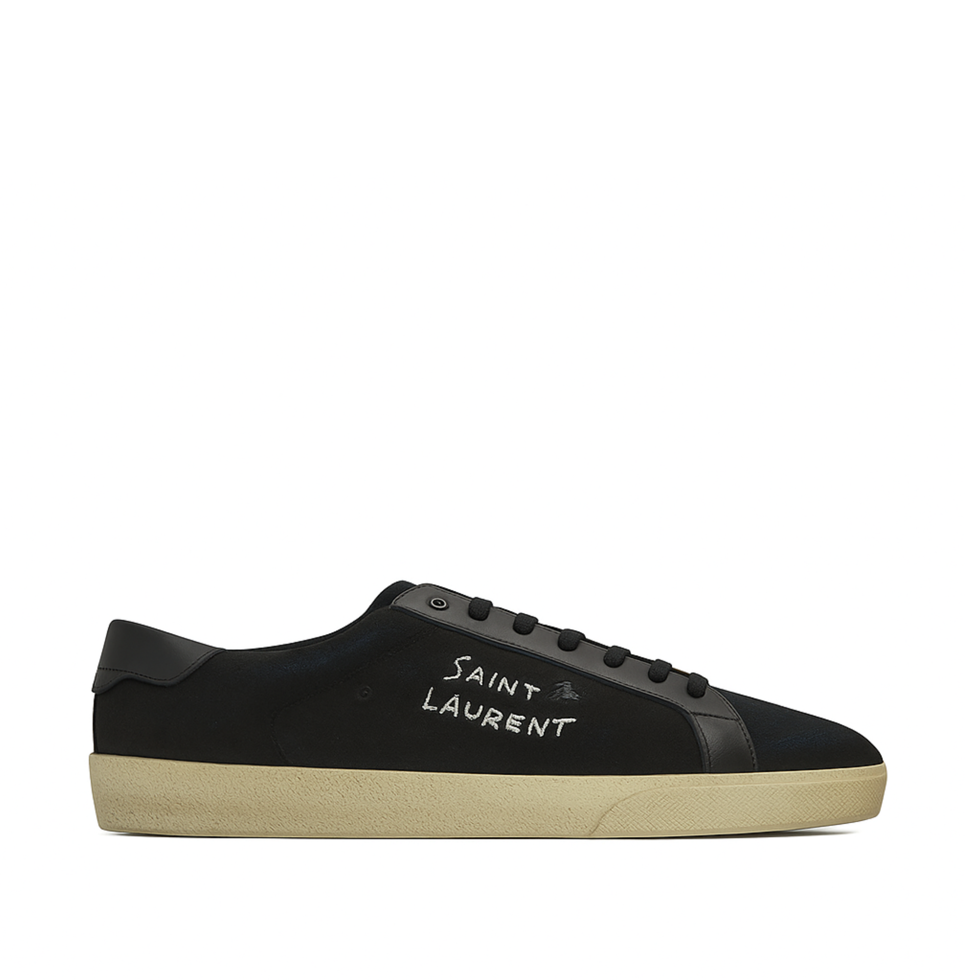 Saint Laurent Court Classic Embroidered Sneakers Black 611106Gup501000