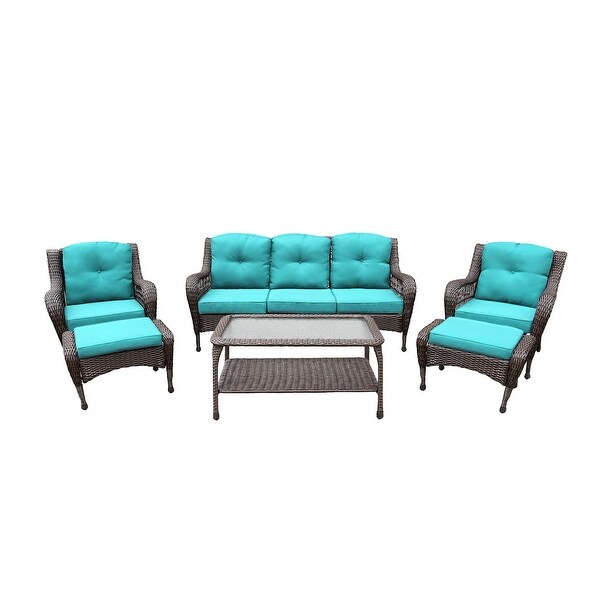 6piece Resin Wicker Patio Furniture Conversation Set with High Back