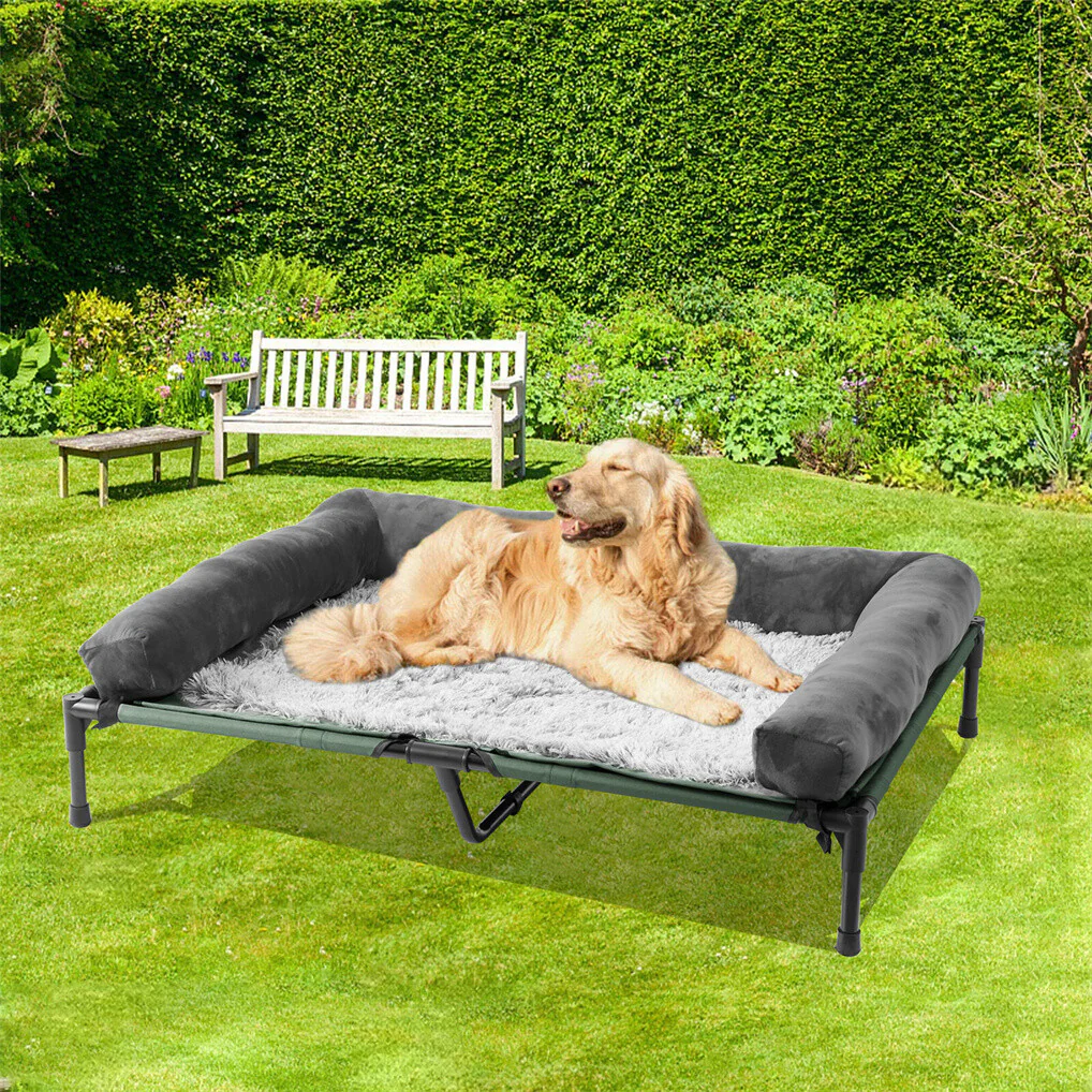 Foldable XXL-Large Elevated Dog Bed Bolstered Pet Raised Bed Cot Indoor Outdoor