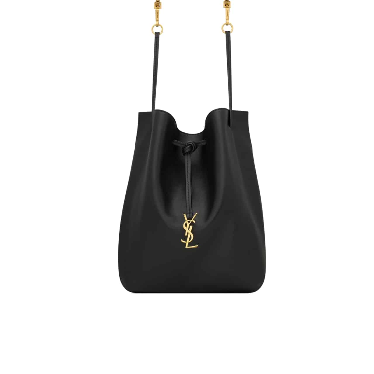 Saint Laurent Paris Vii Pochon Suede Leather Black 24Cm