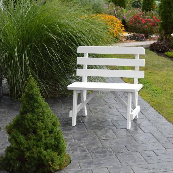 Yellow Pine Traditional Backed Bench 4ft / Gray Stain