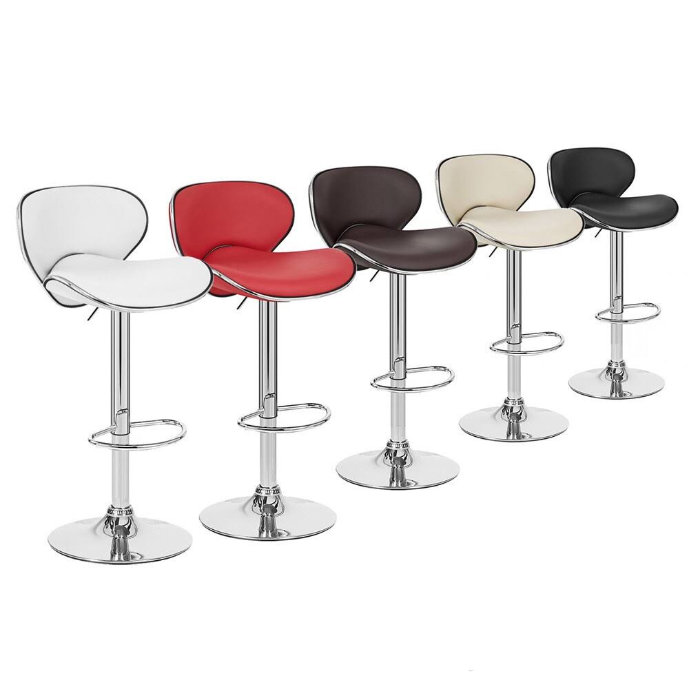 Set of 4 Kappa Contemporary Adjustable Barstool Red