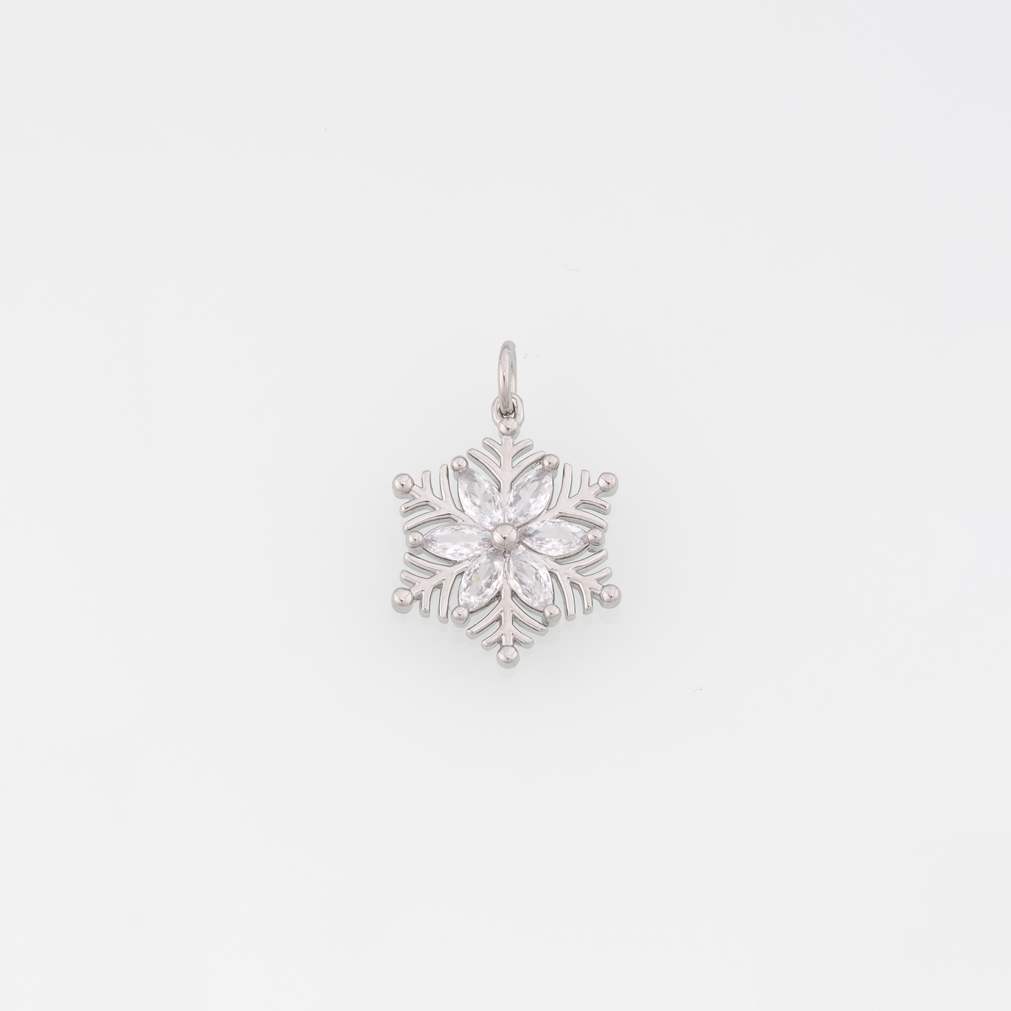 18K Gold Filled Snowflake Pendant,CZ Micro Pave Christmas Snowflake Charm Earrings Necklace for DIY Jewelry Making Supply