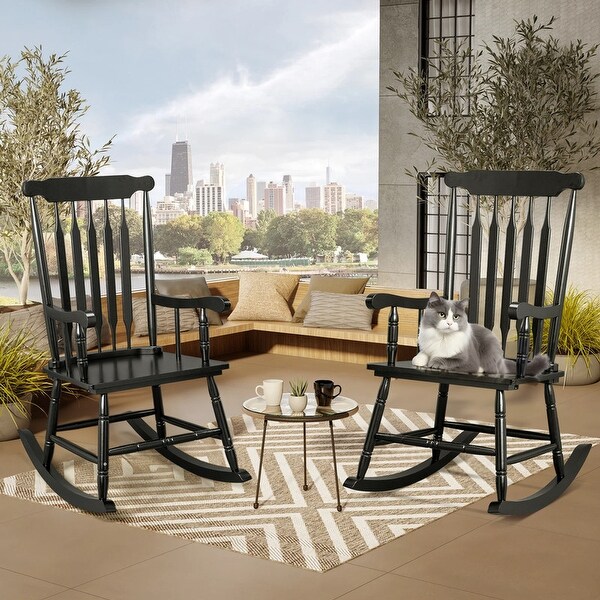 Single Solid Wood Patio Rocking Chair