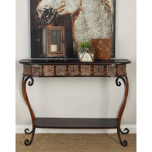 Traditional Metal Console Table Dark Brown Olivia amp May
