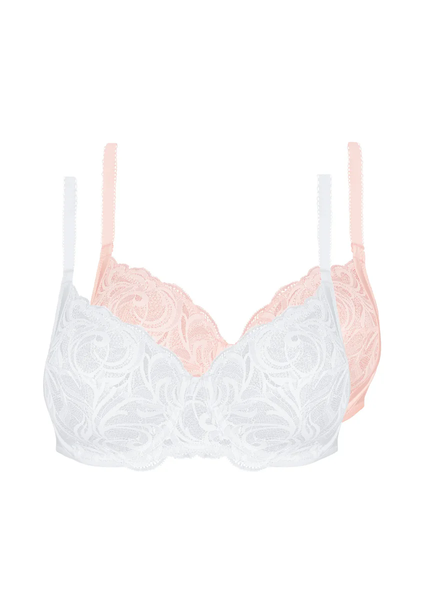 Lot de 2 soutiens-gorge Duo Carla Blanc et Rose Poudre