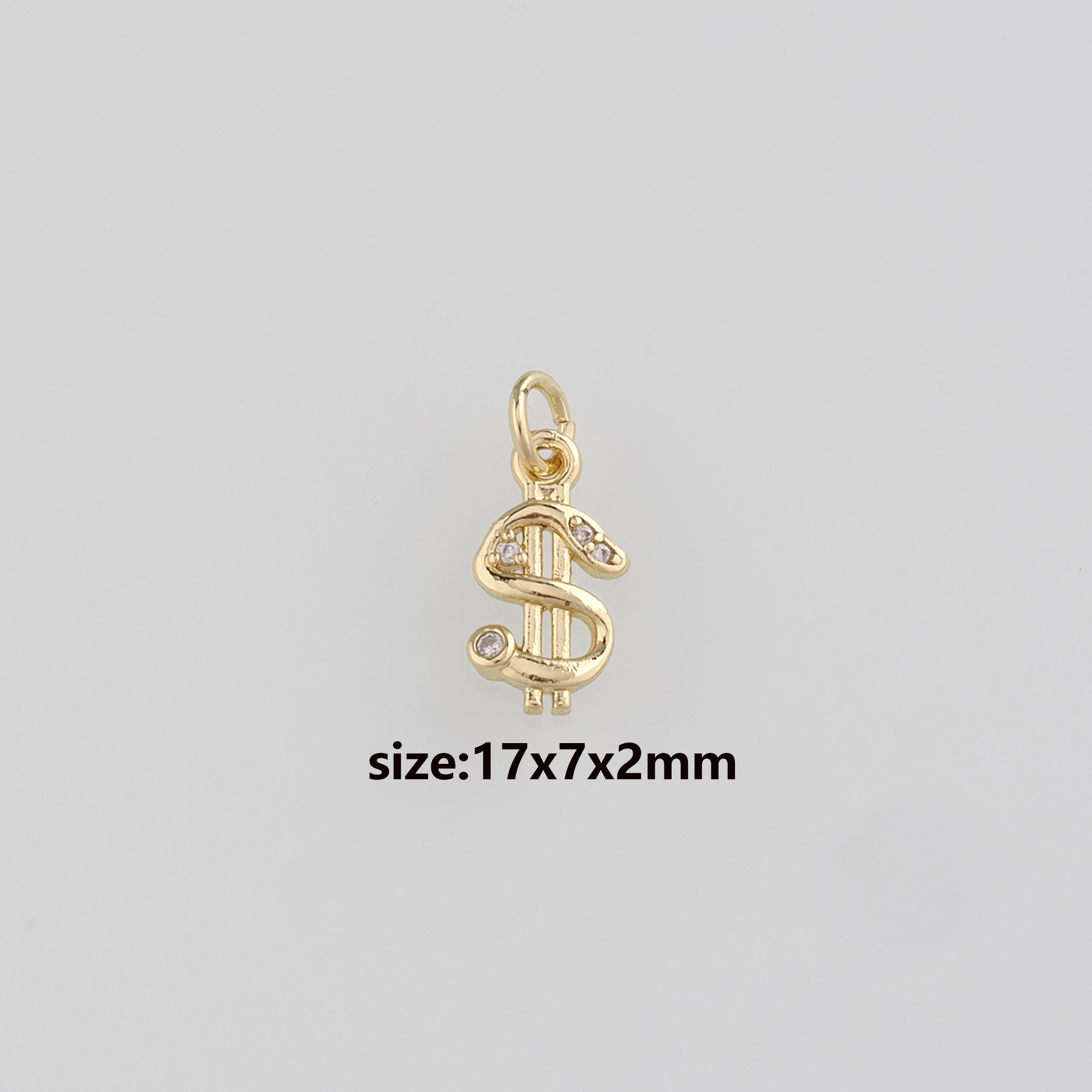 18K Gold Filled Money Pendant,CZ Micro Pave Dollar Sign Charm Earrings Necklace for DIY Jewelry Making Supply