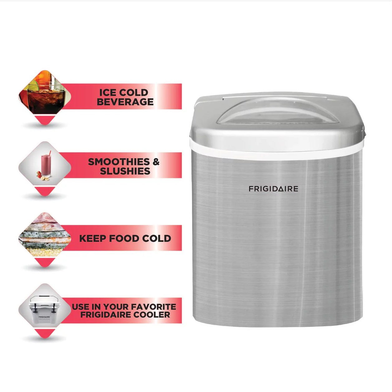 Frigidaire EFIC117-SS 26 lb. Countertop Ice Maker， Stainless Steel