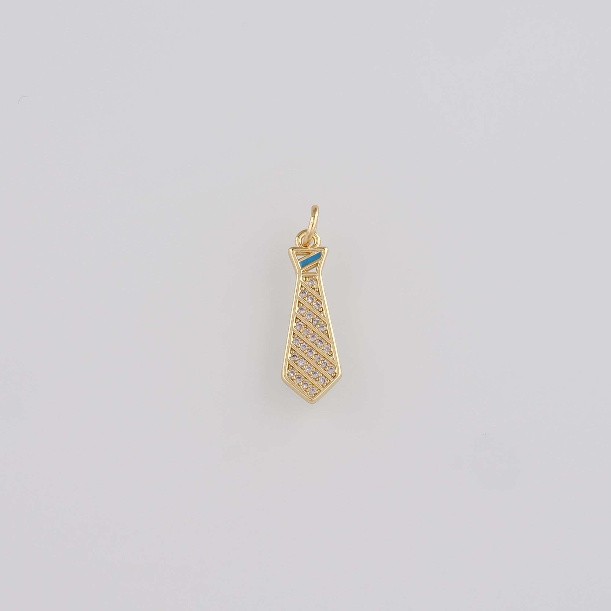 18K Gold Filled Tie Pendant,CZ Micro Pave Tie Charm Earrings Necklace for DIY Jewelry Making Supply