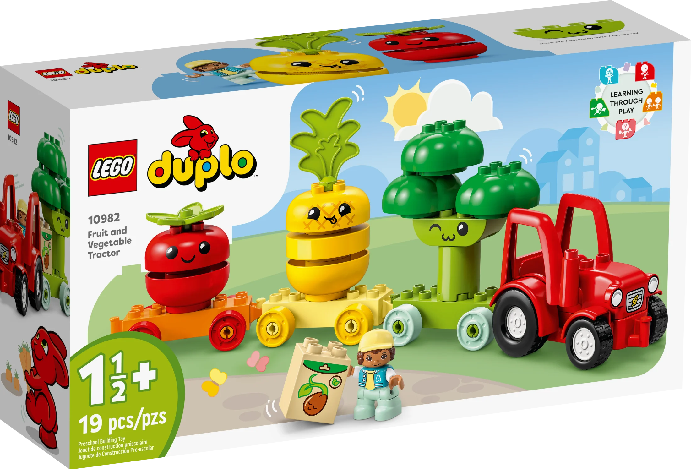 LEGO DUPLO My First Fruit and Vegetable Tractor Toy 10982, Stacking and Color Sorting Toys for Babies and Toddlers ages 1 .5 - 3 Years Old, Educational Early Learning Set