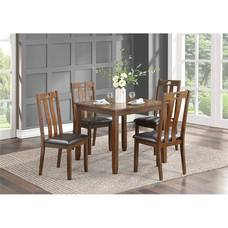 Pemberly Row 5 Piece Wood Dining Set in Warm Brown - PR-4753-2018685