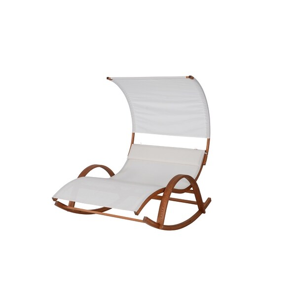 Island Retreat Bentwood Breeze Wood Frame Dual Rocking Lounger With Canopy